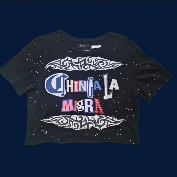 PacSun Tops - Reworked "Chinga La Migra" Cropped Tshirt